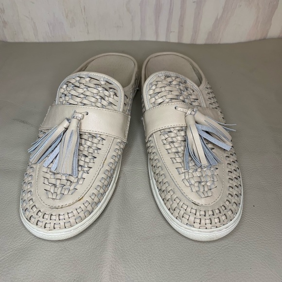 J/SLIDES Shoes - J/Slides Carissa Nude Leather Tasseled Mule Slip On